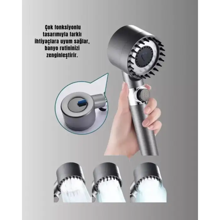 AsilTech Masaj Fonksiyonlu Filtreli Duş Başlığı Dayanıklı Yapı