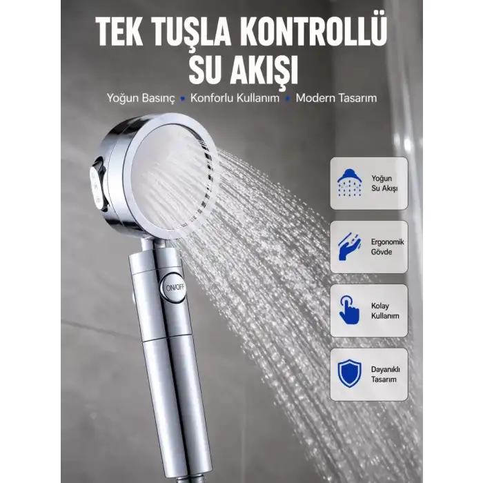 AsilTech Masaj ve Yağmur Modlu Su Tasarruflu Duş Başlığı