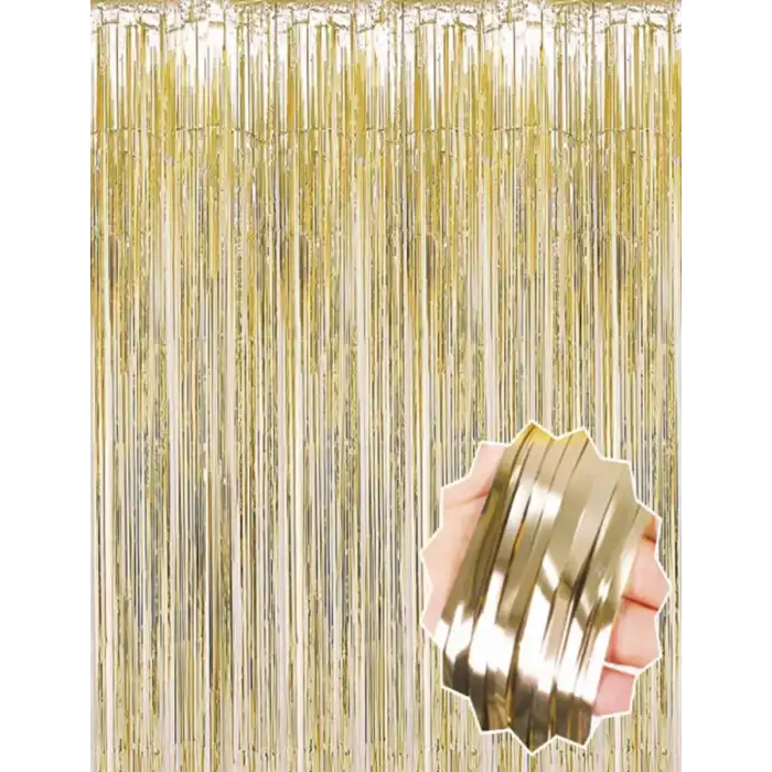 AsilTech Mat Altın Püsküllü Kapı Perdesi