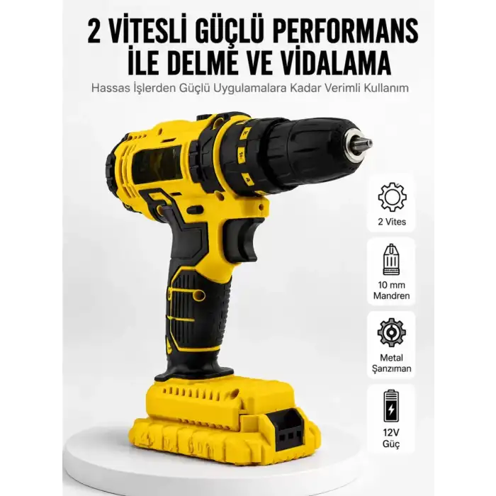 AsilTech Matkap Seti 24 Parça Çift Bataryalı Darbeli Led Işıklı Vidalama