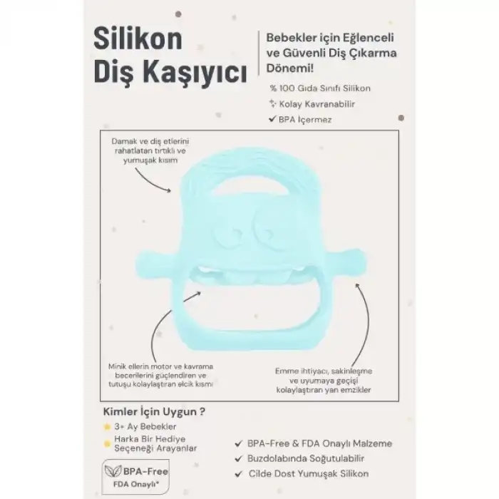 AsilTech Mavi Bebek Silikon Diş Kaşıyıcı