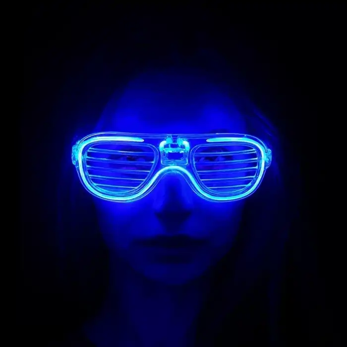 AsilTech Mavi Led Işıklı Parti Gözlüğü - Neon 3 Modlu