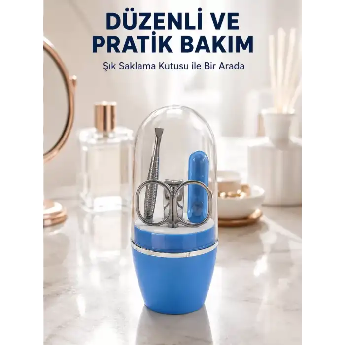 AsilTech Mavi Tırnak Bakım Seti Çok Amaçlı Manikür Pedikür Kiti