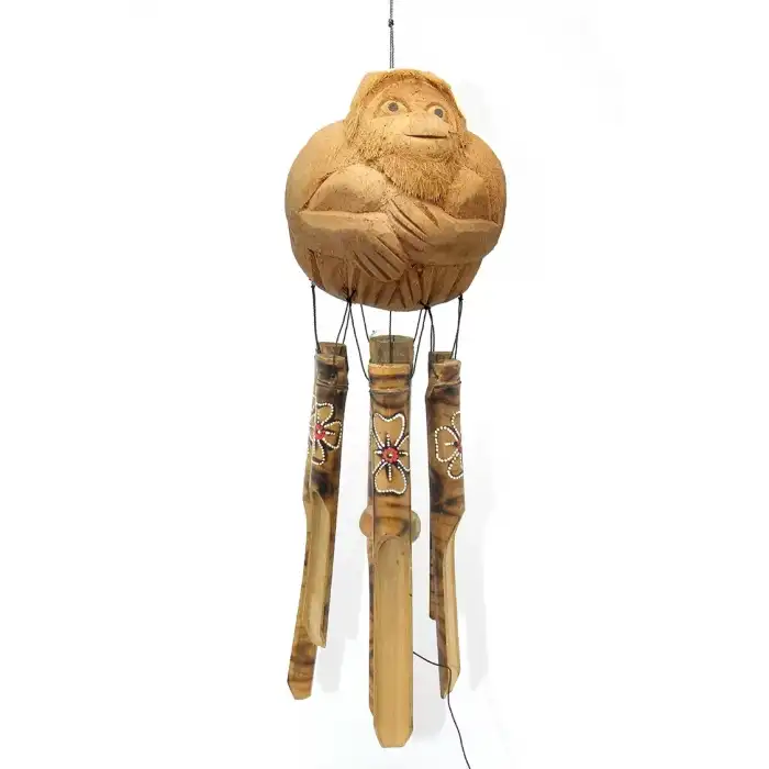 AsilTech Maymunlu Bambu Rüzgar Çanı