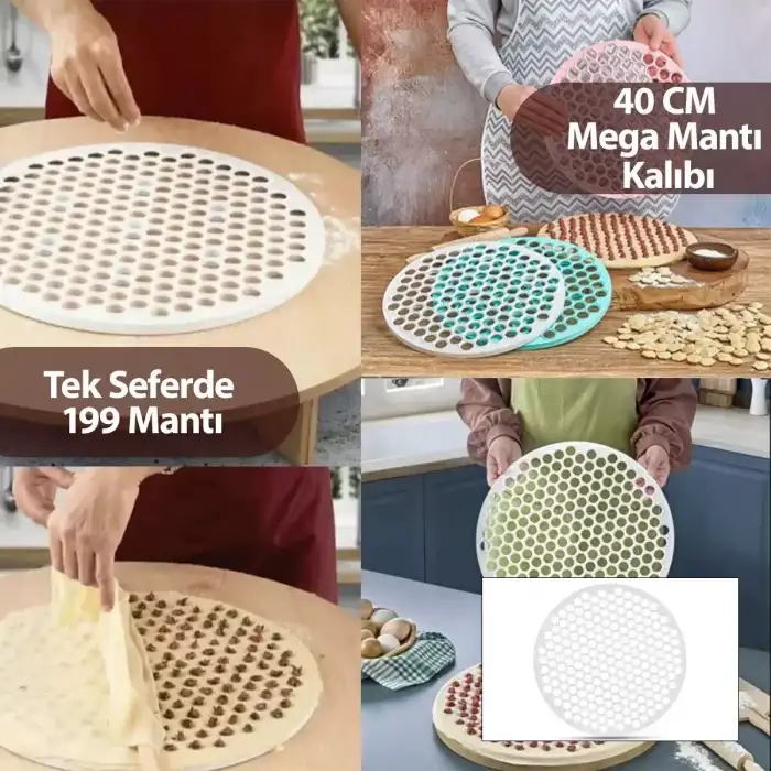 AsilTech Mega Mantı Kalıbı - 40 cm - 199 Mantı Kapasiteli - Plastik