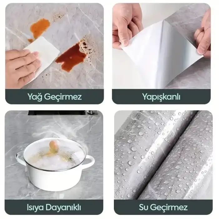 AsilTech Mermer Desenli Kaplama Kağıdı 5 Metre