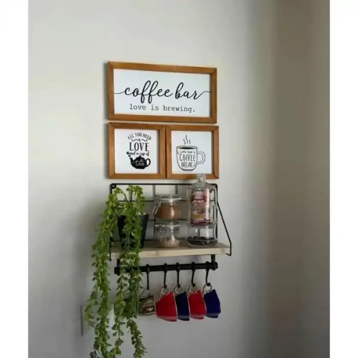 AsilTech Metal Askılıklı Kahve Köşesi Rafı