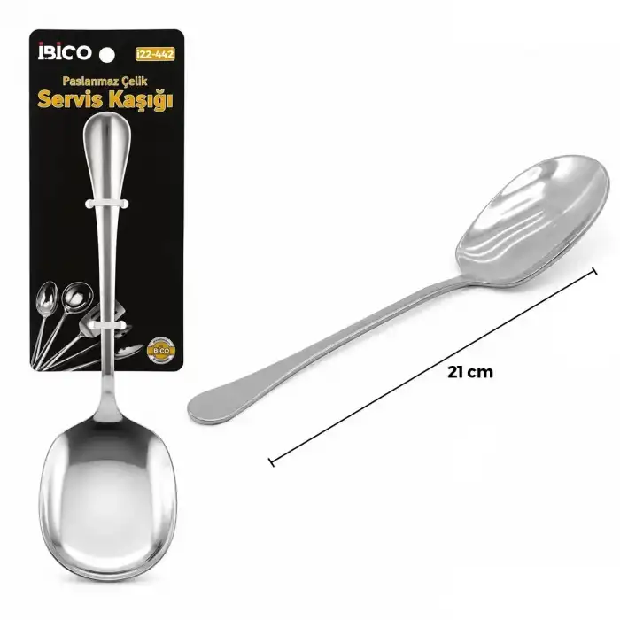 AsilTech Metal Servis Kaşığı - 21 cm - Krom Renk