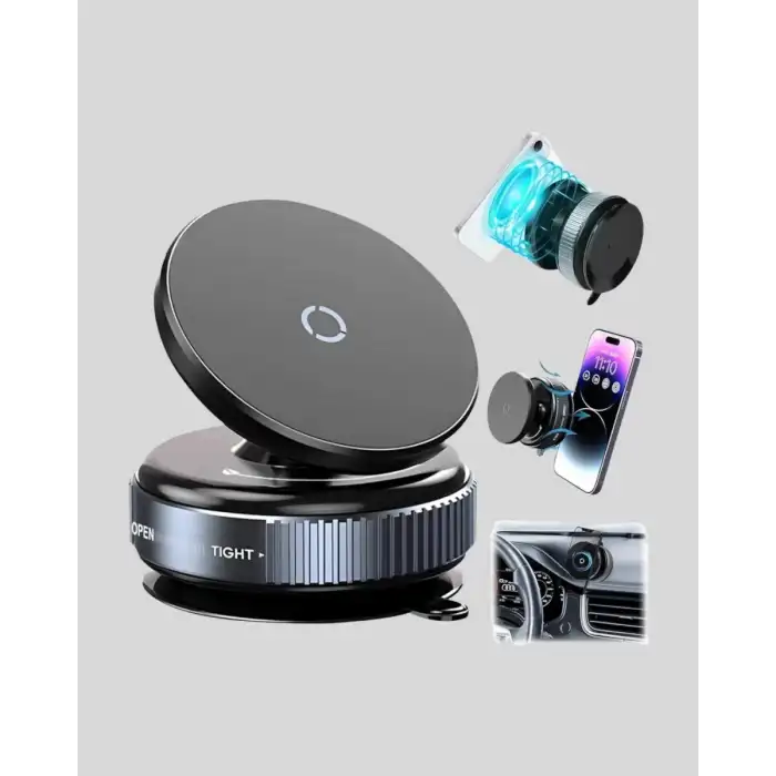 AsilTech Mıknatıslı Araç Telefon Tutucu Vakum Teknolojili 360° Ayarlanabilir