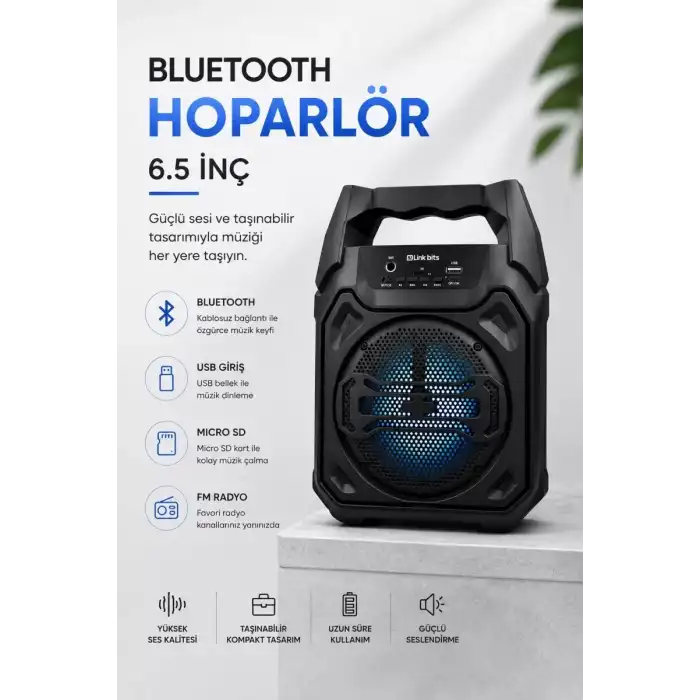 AsilTech Mikrofonlu Bluetooth Ses Sistemli USB, Micro SD, FM ve Uzun Pil Ömrü