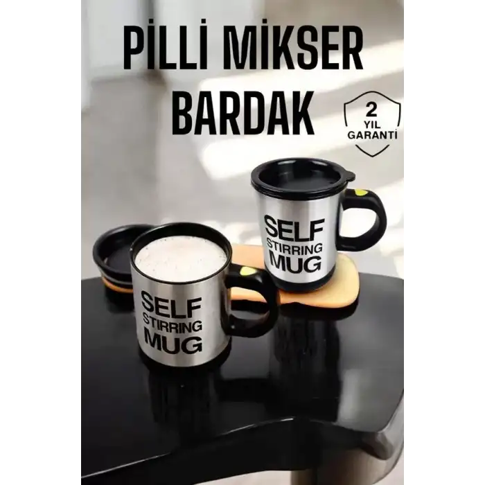 AsilTech Mikser Kupa Yazılı Mug Bardak Karıştırma Özelliği