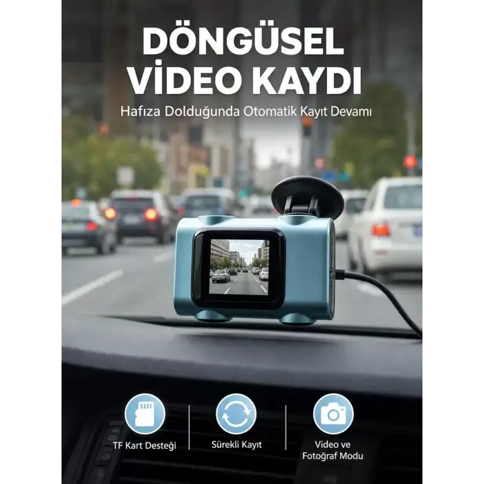 AsilTech Mini Araç İçi Kamera Sürekli Kayıt Geniş Açılı Yeni Nesil