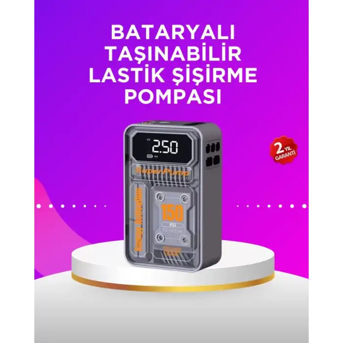 AsilTech Mini Boy Elektrikli Şarjlı Yüksek Basınçlı Lastik Şişirme Pompası
