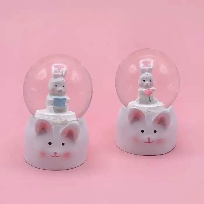 AsilTech Mini Boy Tavşan Tasarımlı Işıklı Kar Küresi
