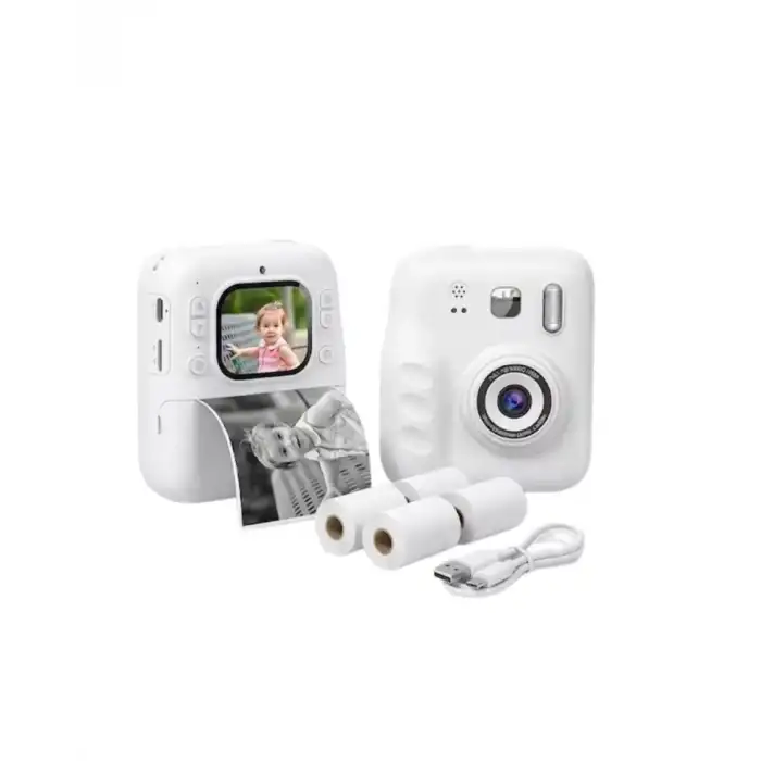 AsilTech Mini Dijital Çocuk Kamerası Anında Baskı 5 Kalem 4 Kağıt Rulo Hediyeli