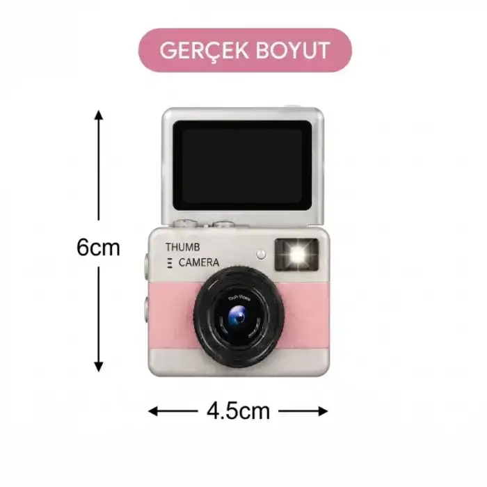 AsilTech Mini Dijital Retro Kamera - Dönebilen Ekran - Flaşlı