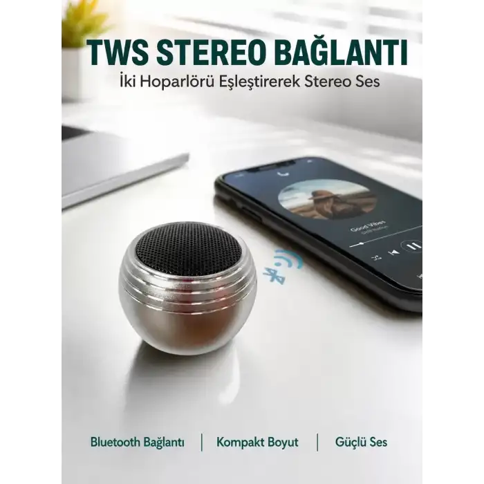 AsilTech Mini Kablosuz Hoparlör Derin Bas TWS Bağlantı Şarjlı Model Yeni Nesil