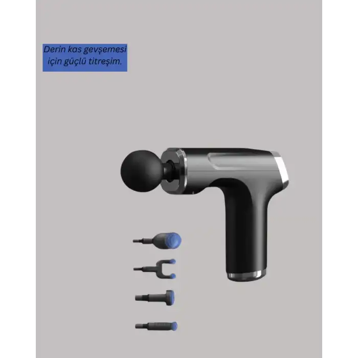 AsilTech Mini Masaj Tabancası 4 Başlık 6 Hız Ayarlı