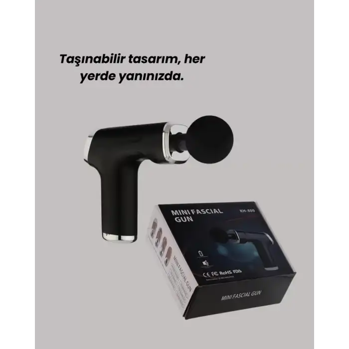 AsilTech Mini Masaj Tabancası 4 Başlık 6 Hız Ayarlı