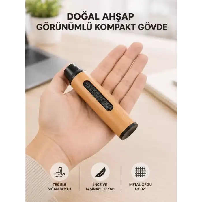 AsilTech Mini Taşınabilir Küllük 3 Farklı Uç Seçenekli Ahşap Görünümlü Pratik Kullanım