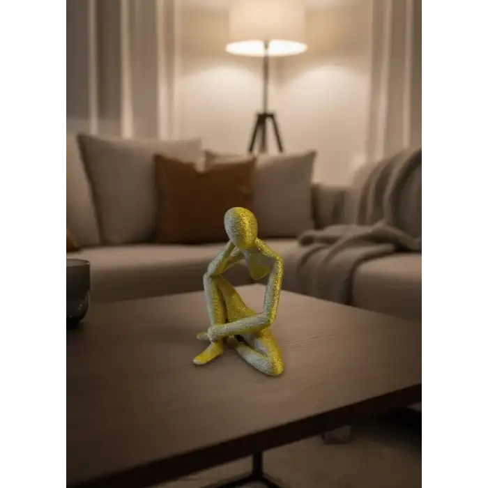 AsilTech Minimal Sarı İnsan Figürü Biblo Ev ve Ofis Dekoru