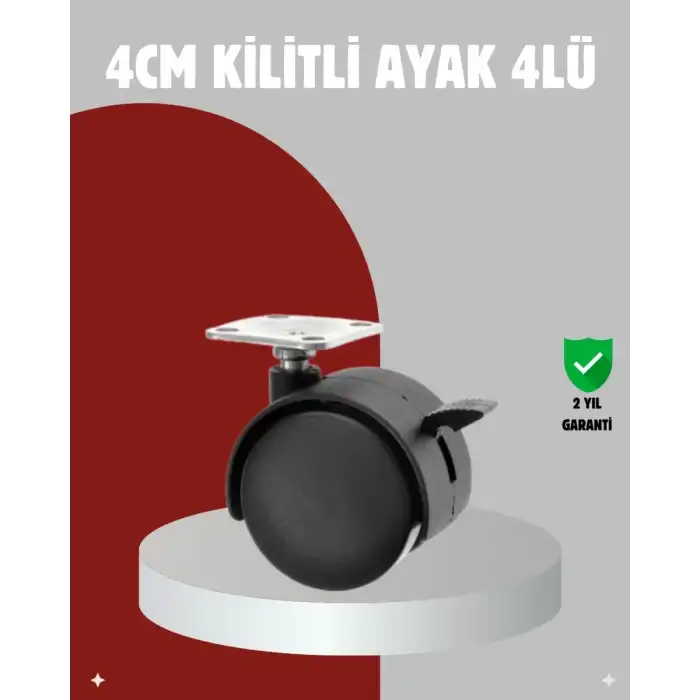 AsilTech Mobilya İçin Kilitli 4 cm Tekerlek Ayak Seti