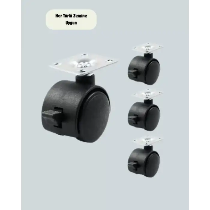 AsilTech Mobilya İçin Kilitli 4 cm Tekerlek Ayak Seti