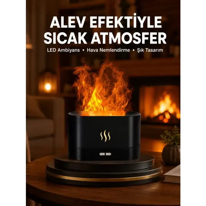 AsilTech Modern Tasarımlı Alev Efektli LED Aromaterapi Hava Nemlendirici Yeni Nesil