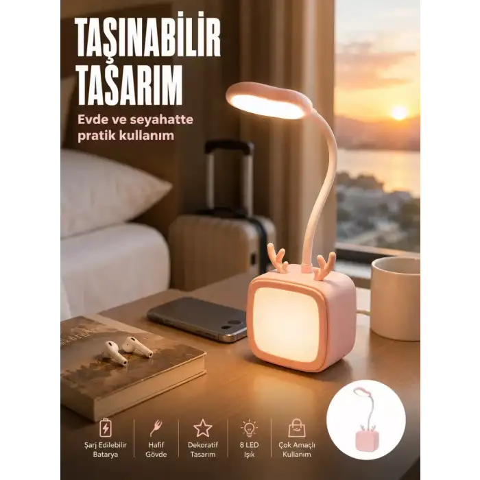 AsilTech Modern Tasarımlı Şarj Edilebilir LED Gece Lambası