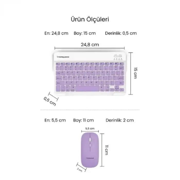 AsilTech Mor Kablosuz Klavye Ve Mouse Seti