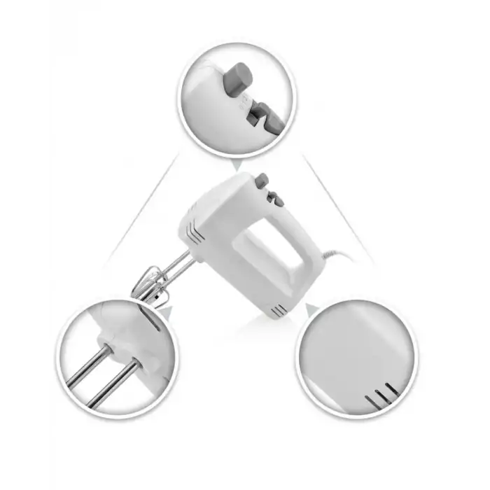 AsilTech Mutfak El Mikseri 250W Paslanmaz Çelik Çift Çırpıcılı Mikser