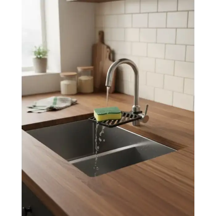 AsilTech Mutfak Musluk Üstü Sünger Tutucu Tezgah Düzenleyici Organizer