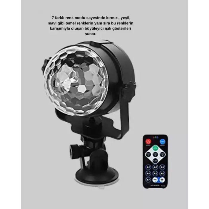 AsilTech Müzik Ritmine Duyarlı Renkli Disko Topu – 7 Modlu Işıklı Parti Lambası