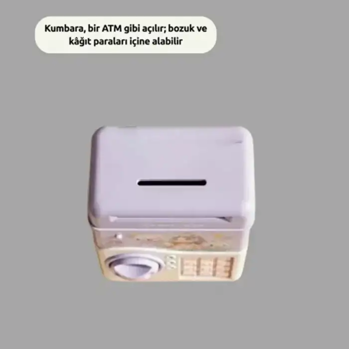 AsilTech Müzikli Kumbara - Işıklı - Şifreli ATM Tasarımlı