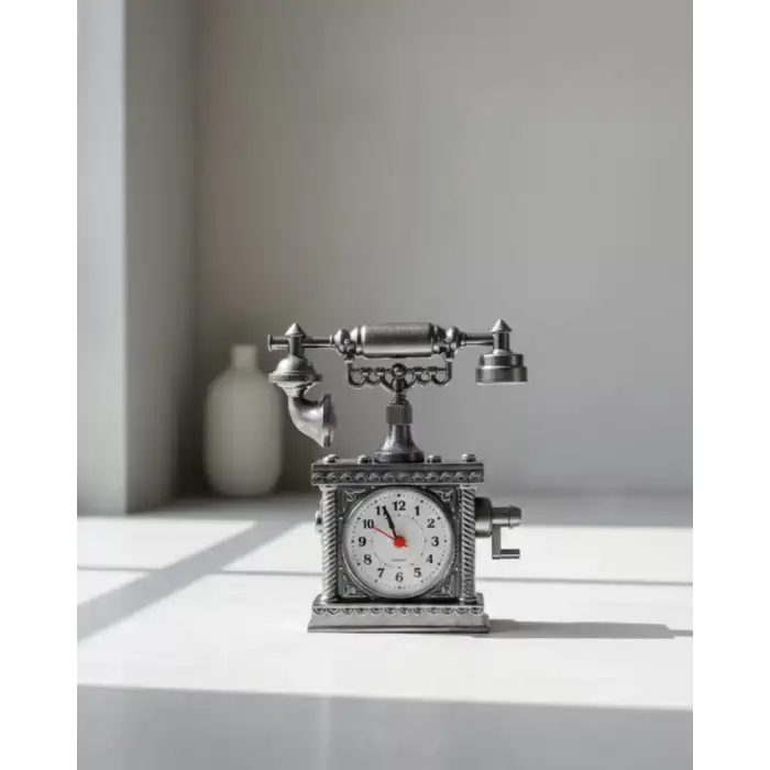 AsilTech N8808B TELEFON ŞEKLİNDE ÇALAR SAAT GÜMÜŞ