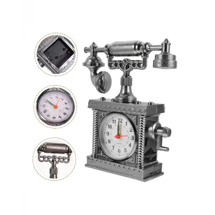 AsilTech N8808B TELEFON ŞEKLİNDE ÇALAR SAAT GÜMÜŞ