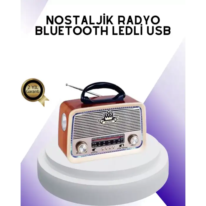 AsilTech Nostalji Bluetooth Radyo FM AM SW Ahşap Eskitme Tasarım
