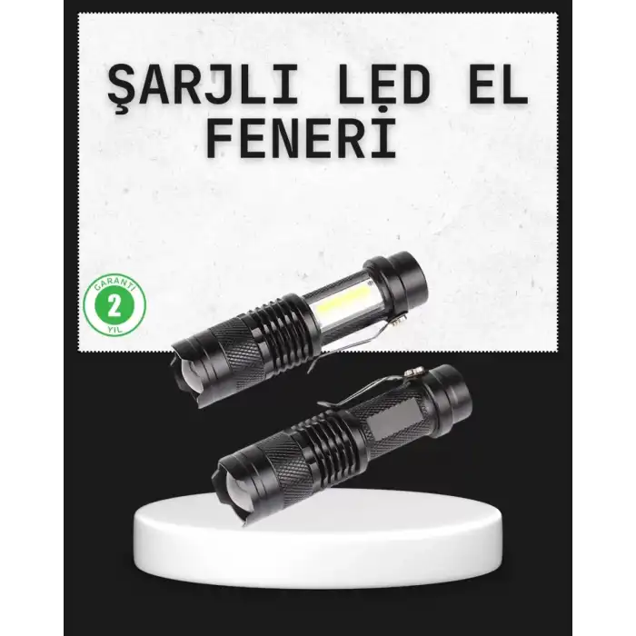 AsilTech Odak Ayarlı 2000 Lümen Şarjlı LED El Feneri