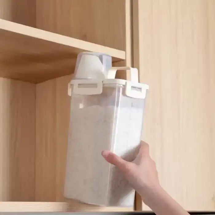 AsilTech Ölçü Kabı Kapaklı Bakliyat Saklama Kabı - Kulplu Tasarım - 1800 ml