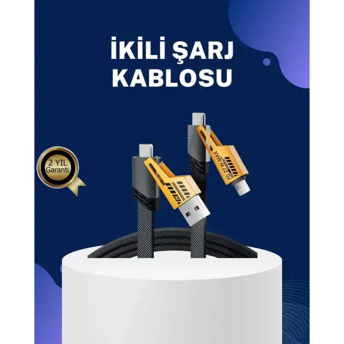 AsilTech Örgülü Tasarım 4’ü 1 Arada USB-C Lightning Hızlı Şarj Kablosu