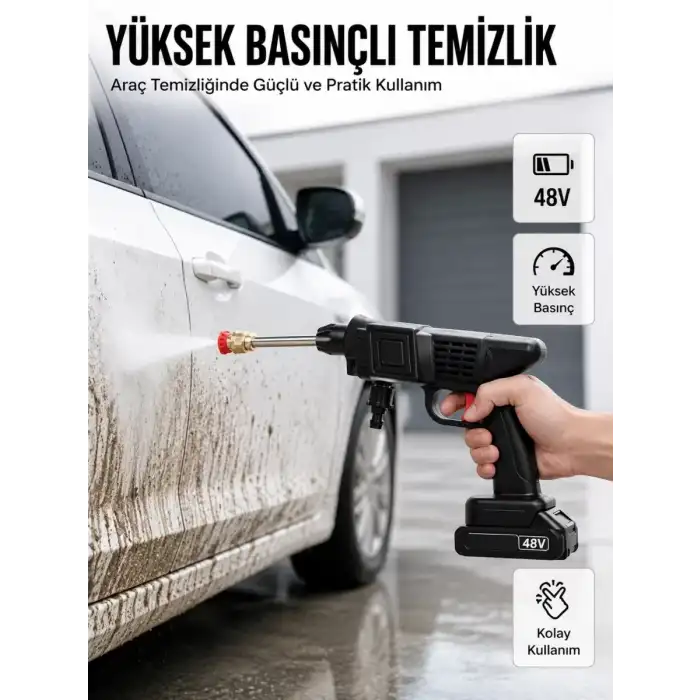 AsilTech Orijinal 2025 48V Şarjlı Basınçlı Temizlik Tabancası A Kalite Seri