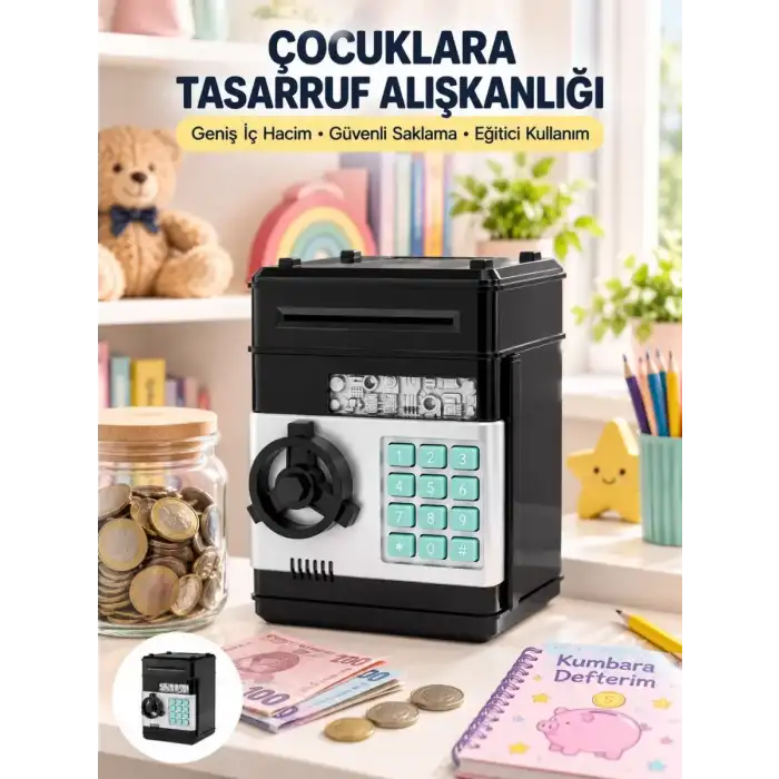 AsilTech Otomatik Para Çeken Şifreli ATM Tasarımlı Kumbara