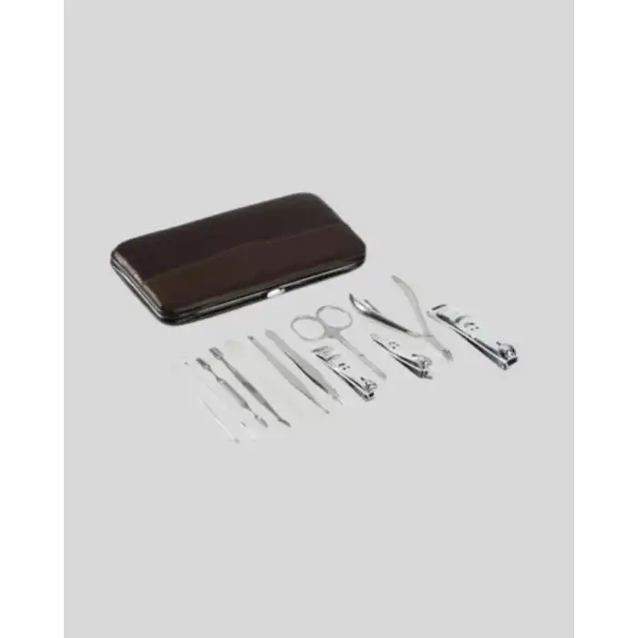 AsilTech Özel Deri Çantalı 12 Parça Manikür Pedikür Bakım Seti Paslanmaz Çelik