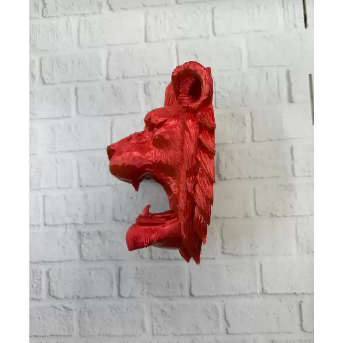 AsilTech Özel Tasarım 3D Aslan Figürü Duvar Süsü Dekoratif Heykel 20x21 cm