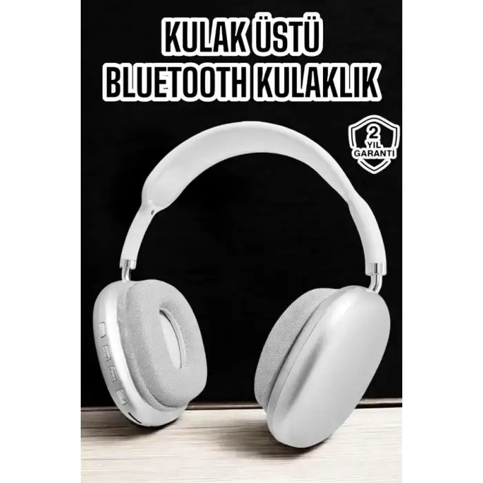 AsilTech P9 Plus Kablosuz Kulak Üstü Bluetooth Kulaklık Beyaz Yüksek Ses Kaliteli