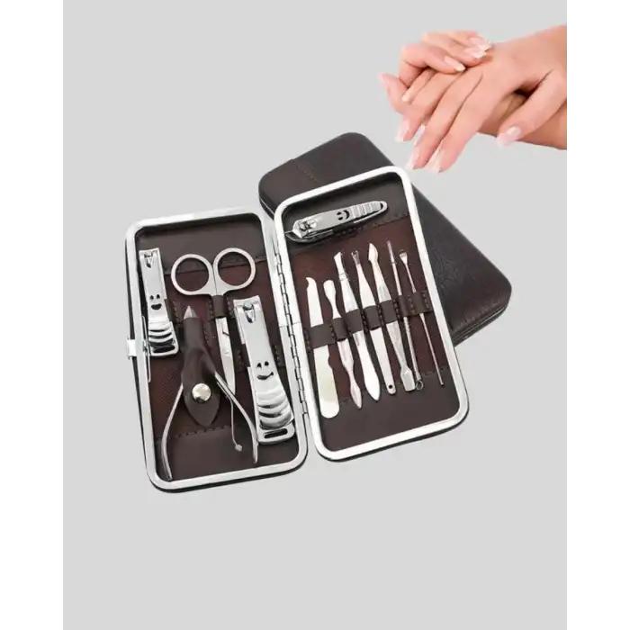 AsilTech Paslanmaz Çelik Çok Fonksiyonlu 12 Manikür Seti