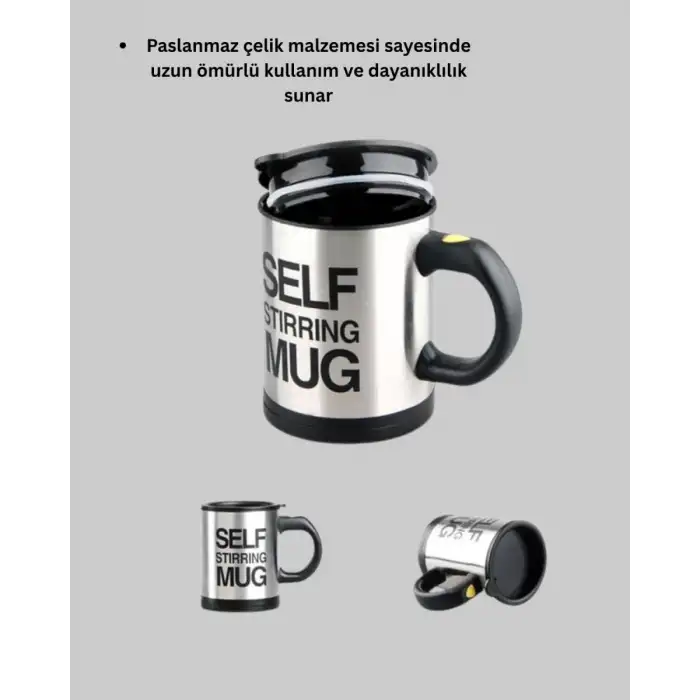 AsilTech Paslanmaz Çelik Kendi Kendini Karıştıran Akıllı Kupa – Isı Yalıtımlı