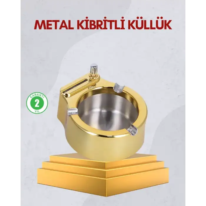 AsilTech Paslanmaz Çelik Küllük Çakmaklı Masa Üstü Kullanım