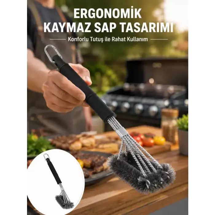 AsilTech Paslanmaz Çelik Telli Mangal Temizlik Fırçası Yeni Nesil