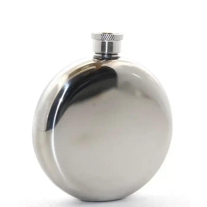 AsilTech Paslanmaz Çelik Yuvarlak 5 Oz Tekli Matara Çelik Renk